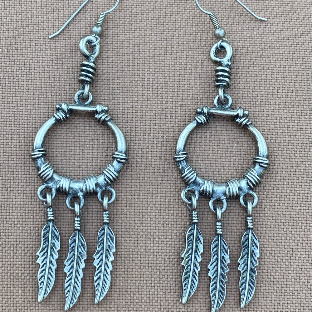 **3/$10** Brass Feather Earrings